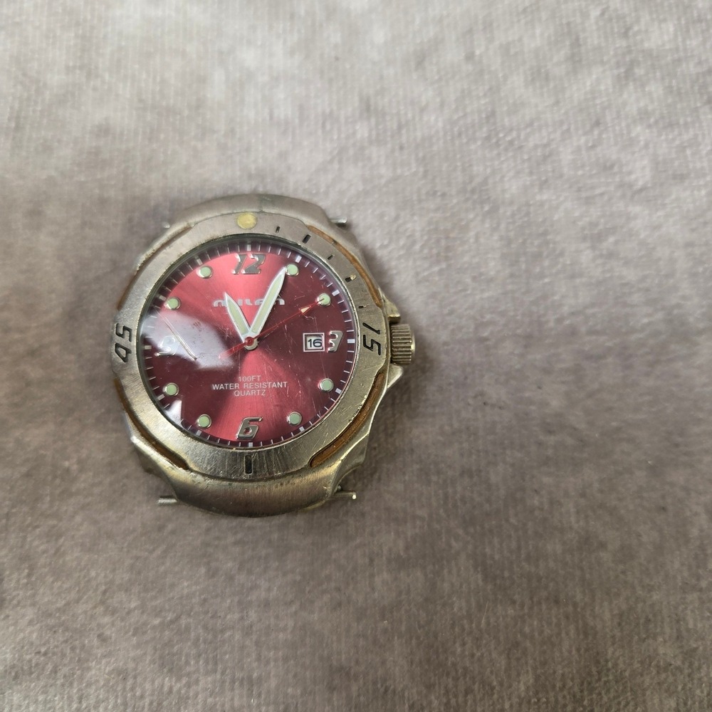 Milan MLN951 Mens Quartz Watch Red Dial Date 100FT Water Resistant Japan Movt